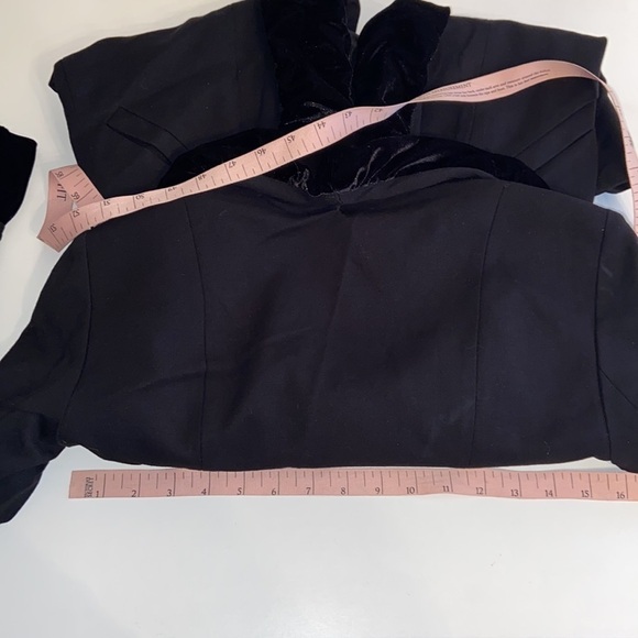 INC Long Black Velvet Ruffle Trimmed Jacket Size XS - Picture 8 of 10